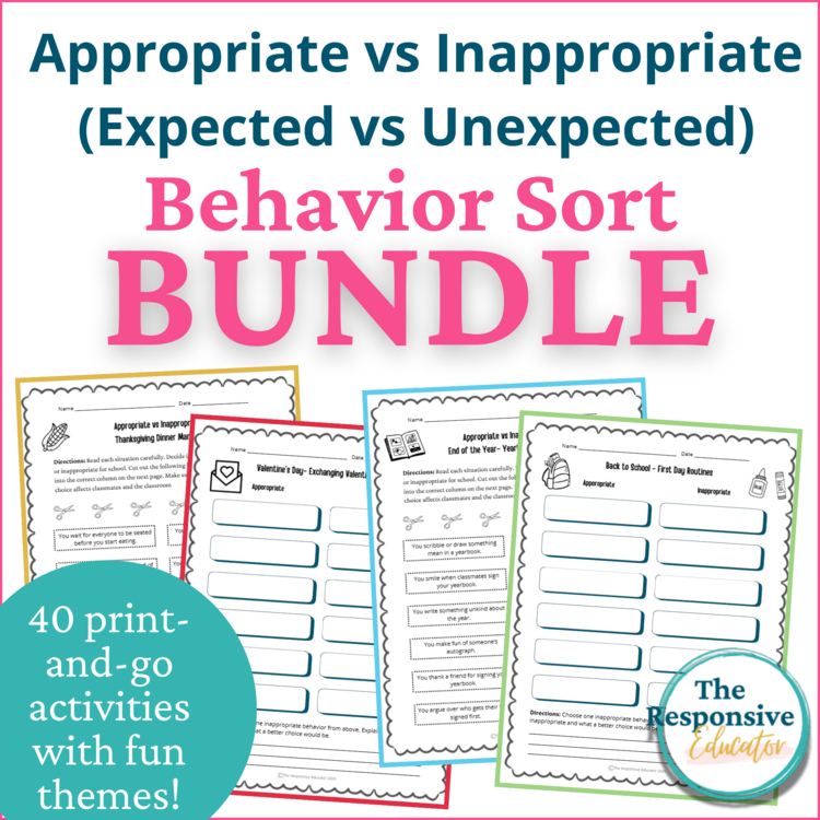 Appropriate vs Inappropriate Behaviors Sort – SEL Social Skills Seasonal Bundle