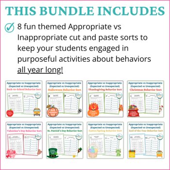 Appropriate vs Inappropriate Behaviors Sort – SEL Social Skills Seasonal Bundle, image 2