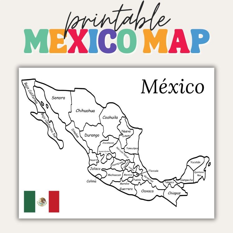 Mexico Map | Printable | Instant Download | PDF