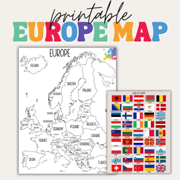 Map of Europe | Printable | Instant Download | PDF