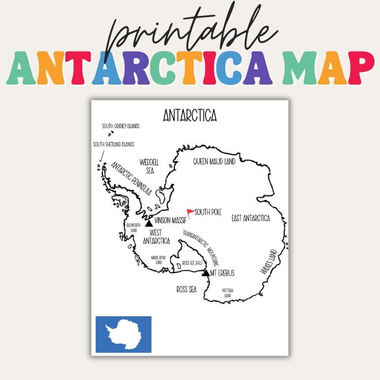 Antarctica Map | Printable | Instant Download | PDF