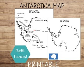 Antarctica Map | Printable | Instant Download | PDF, image 2