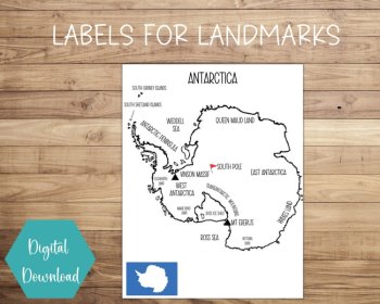 Antarctica Map | Printable | Instant Download | PDF, image 3