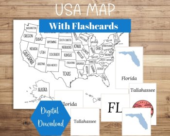 USA Map with Flashcards | Printable | Instant Download | PDF, image 2