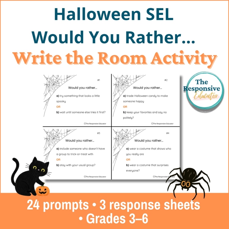 Halloween Write the Room + Would You Rather Social Skills Activity SEL