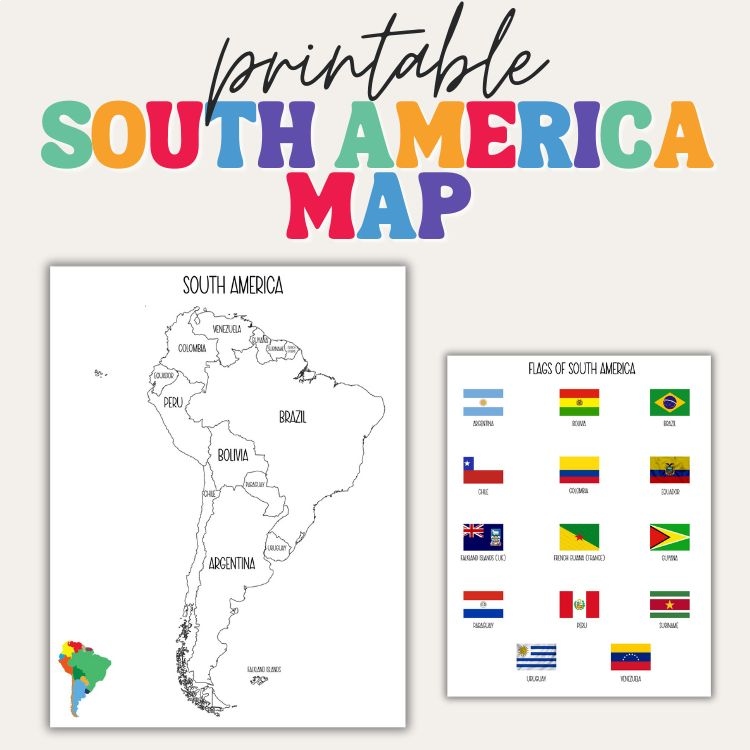 Map of South America | Printable | Instant Download | PDF