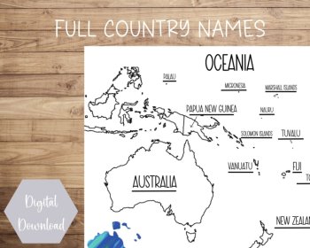 Map of Oceania | Printable | Instant Download | PDF, image 2
