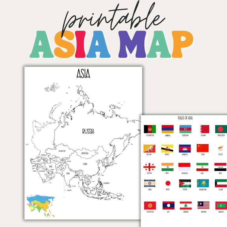 Map of Asia | Printable | Instant Download | PDF