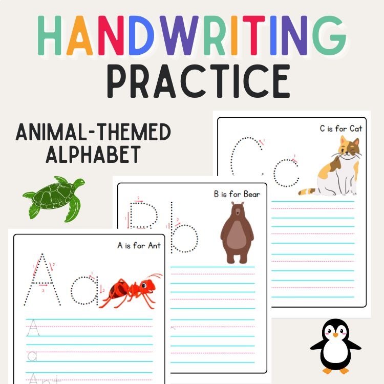 Cute Animal Alphabet Handwriting Pages