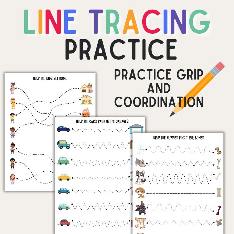 Preschool Line Tracing Worksheets | Printable | Instant Download | PDF