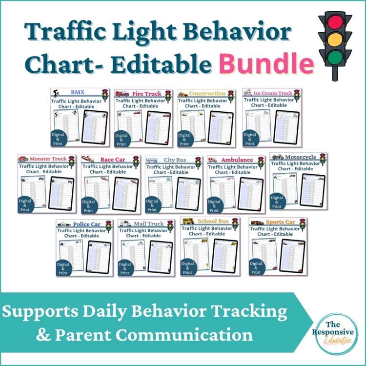 Red Yellow Green Behavior Charts Behavior Traffic Lights Editable BUNDLE