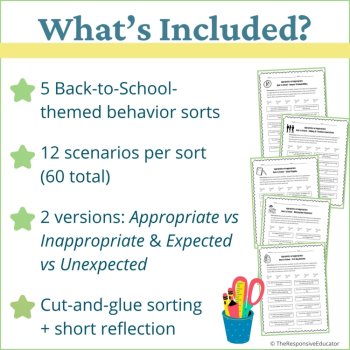 Back to School Expected vs Unexpected Behaviors Choices Sort Activity SEL, image 2