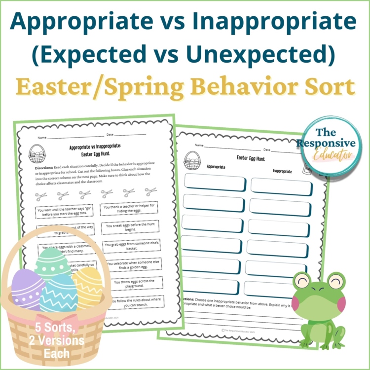Easter Spring Expected vs Unexpected Behaviors Choices Sort Activity SEL