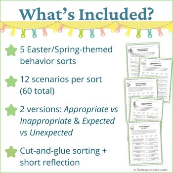 Easter Spring Expected vs Unexpected Behaviors Choices Sort Activity SEL, image 2