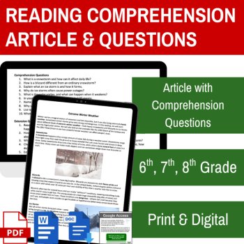 Extreme Winter Weather Reading | Snowstorms, Blizzards | 6th 7th 8th Grade, image 2