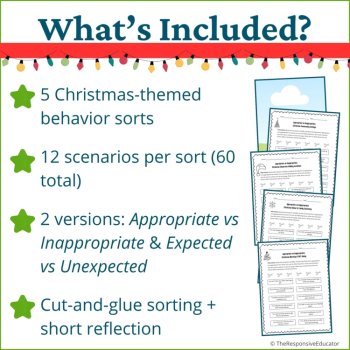 Christmas Expected vs Unexpected Behaviors Choices Sort Activity Social Skills, image 2