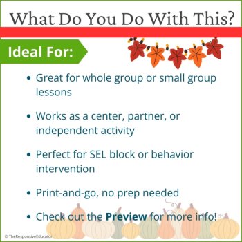 Thanksgiving Expected vs Unexpected Behaviors Choices Sort Activity SEL, image 4