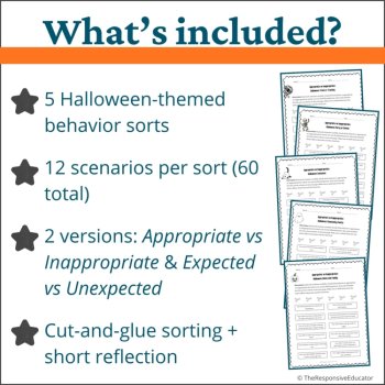 Halloween Expected vs Unexpected Behaviors Choices Sort Activity Social Skills, image 2