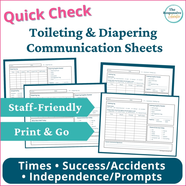 Toileting Data Sheet Diaper Change Log SPED Daily Communication Logs