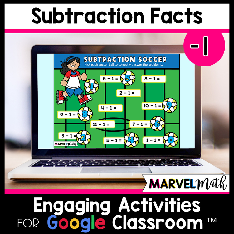 -1 Subtraction Math Facts Practice - Fun Google Slides