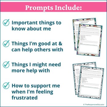 Student Back to School Worksheet Community Building Questions Self Advocacy, image 2