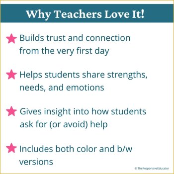 Student Back to School Worksheet Community Building Questions Self Advocacy, image 3