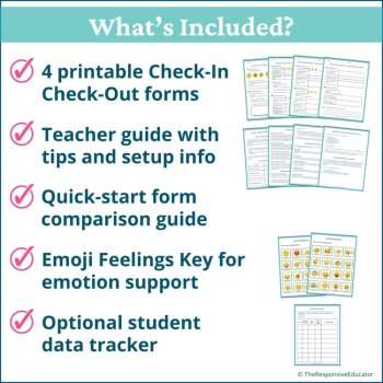 Check In Check Out (CICO) Behavior Sheet SEL Feelings Emotion Check In Chart, image 2
