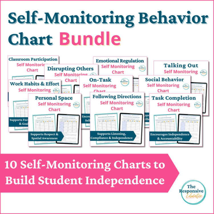 Student Self Monitoring Behavior Checklists Self Awareness Worksheet BUNDLE