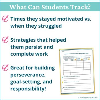 Work Habits Effort Self Monitoring Checklists Students Self Awareness Worksheet, image 2