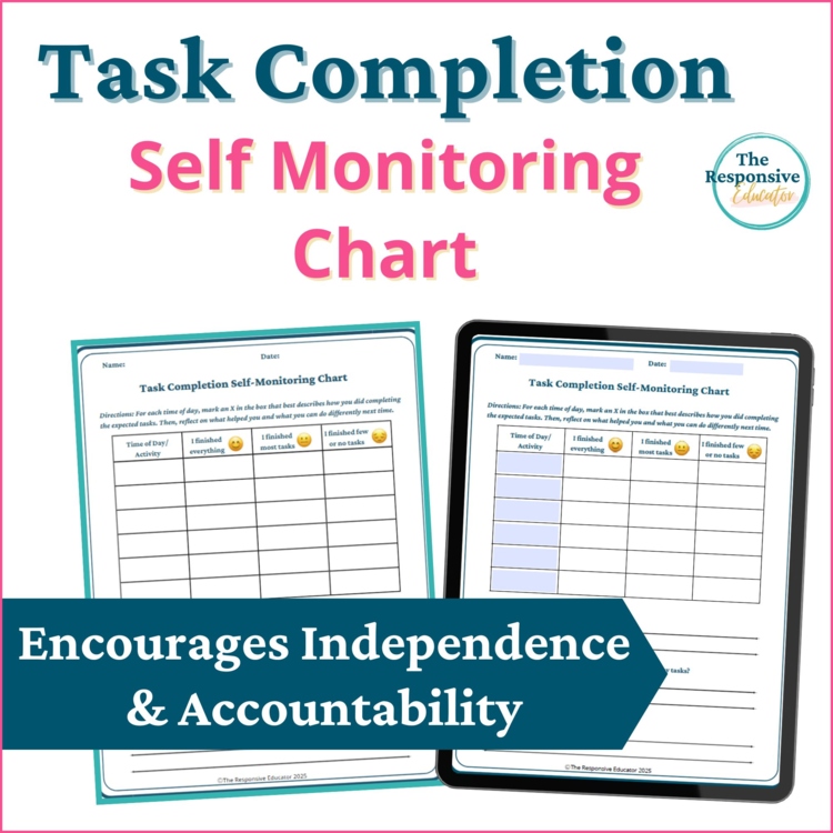 Task Completion Self Monitoring Checklists Students Self Awareness Worksheet