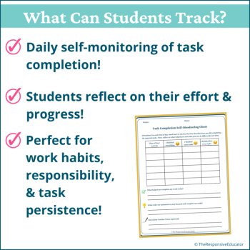 Task Completion Self Monitoring Checklists Students Self Awareness Worksheet, image 2