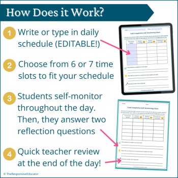 Task Completion Self Monitoring Checklists Students Self Awareness Worksheet, image 3