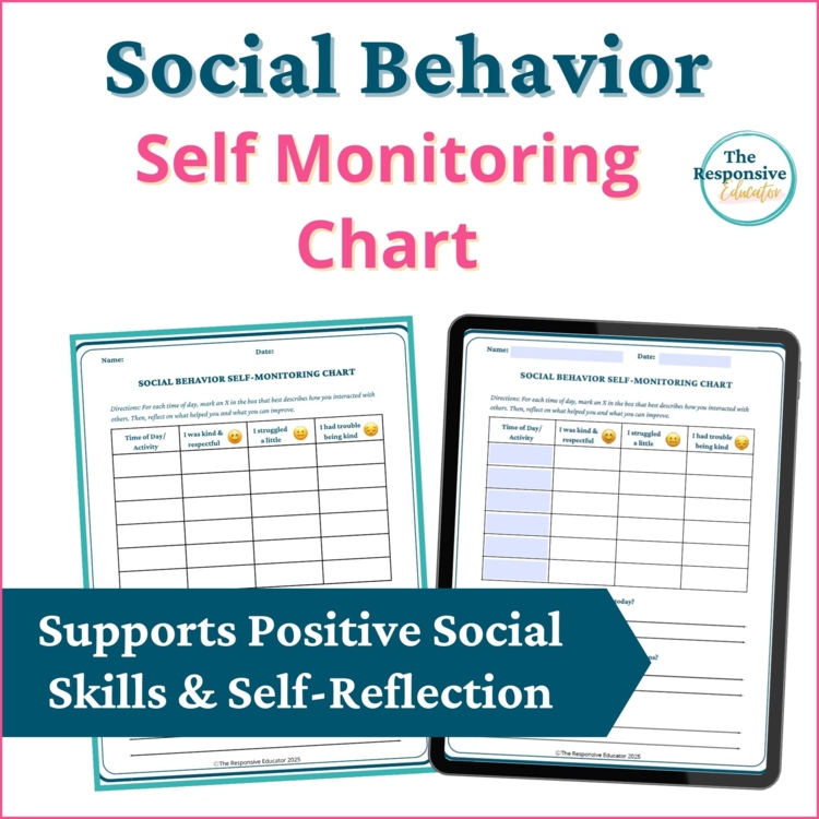 Social Behavior Self Monitoring Checklists Students Self Awareness Worksheet