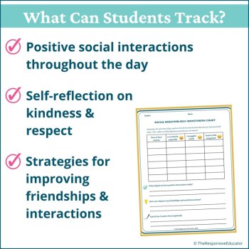 Social Behavior Self Monitoring Checklists Students Self Awareness Worksheet, image 2