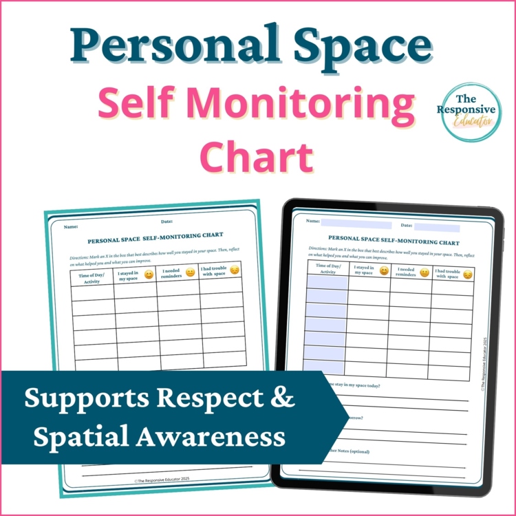 Personal Space Self Monitoring Behavior Checklists Students Behavior Tracker