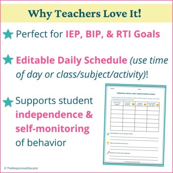 Personal Space Self Monitoring Behavior Checklists Students Behavior Tracker, image 4