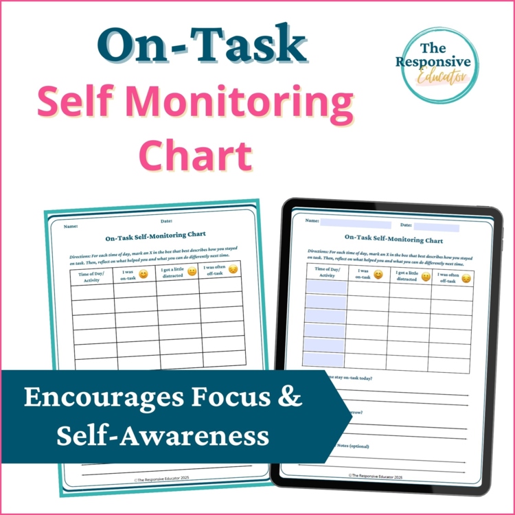 On Off Task Self Monitoring Checklists Students Self Awareness Worksheet