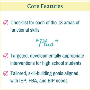 Functional Life Skills Checklist IEP Goals & Interventions 9th-12th Grade Bundle, image 3