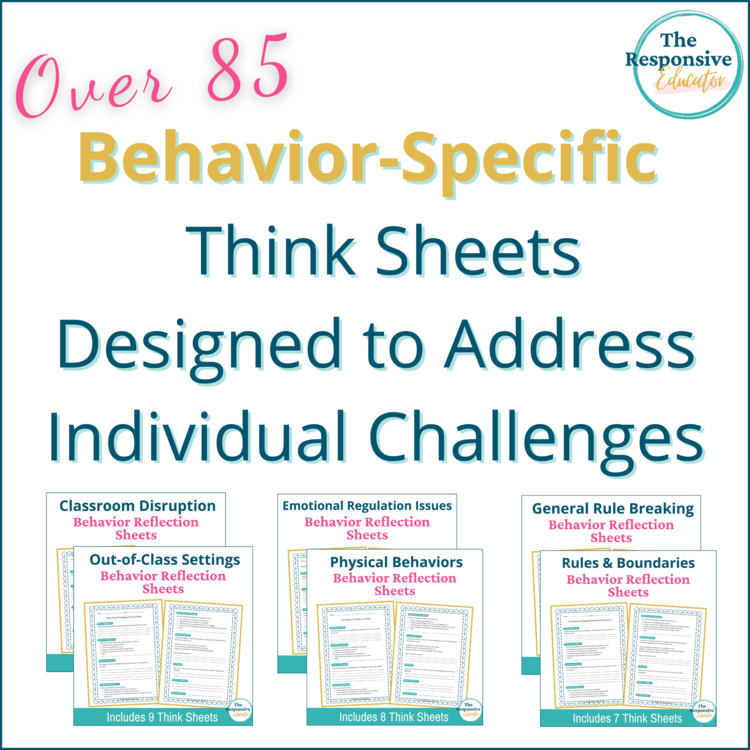 Student Behavior Reflection Think Sheets Elementary & Middle School Bundle