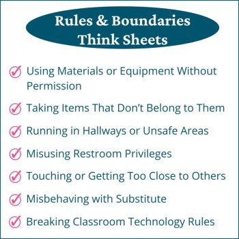 Respect Boundaries Student Behavior Reflection Think Sheets Elementary & Middle, image 2