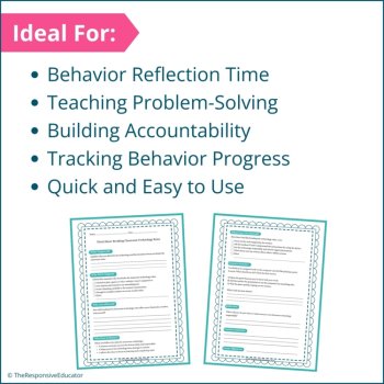 Respect Boundaries Student Behavior Reflection Think Sheets Elementary & Middle, image 4