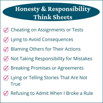 Responsibility Being Honest Student Behavior Reflection Think Sheets Elementary, image 2