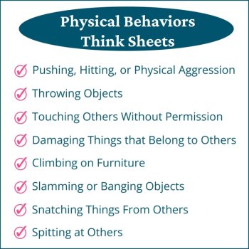 Unsafe Physical Behaviors Student Behavior Reflection Think Sheets Elementary, image 2