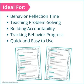 Unsafe Physical Behaviors Student Behavior Reflection Think Sheets Elementary, image 4