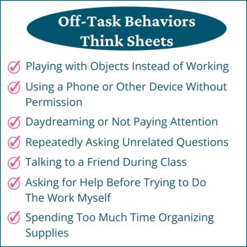 Off Task Student Behavior Reflection Think Sheets Elementary & Middle School, image 2
