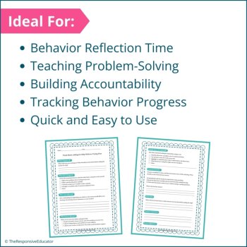 Off Task Student Behavior Reflection Think Sheets Elementary & Middle School, image 4