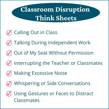 Class Disruption Student Behavior Reflection Think Sheets Elementary & Middle, image 2