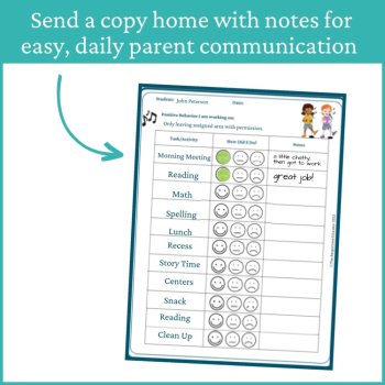 Singers Smiley Face Preschool Editable Behavior Chart Kindergarten Point Sheet, image 4