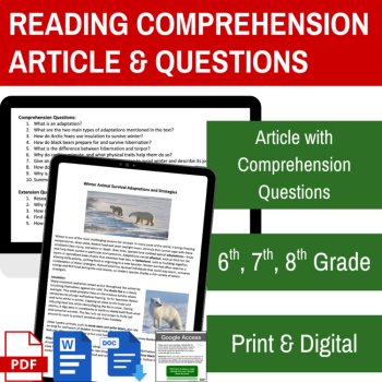 Winter Animal Survival Adaptations and Strategies Reading | 6th, 7th, 8th, image 2