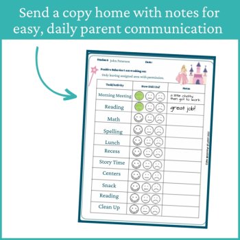 Sleeping Princess Smiley Face Preschool Editable Behavior Chart Point Sheet, image 4